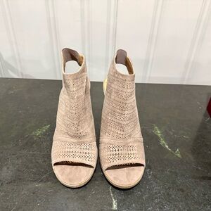 Elegant Taupe Peep-Toe Mules